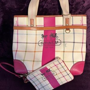 Vintage Coach PVC tote with matching wristlet